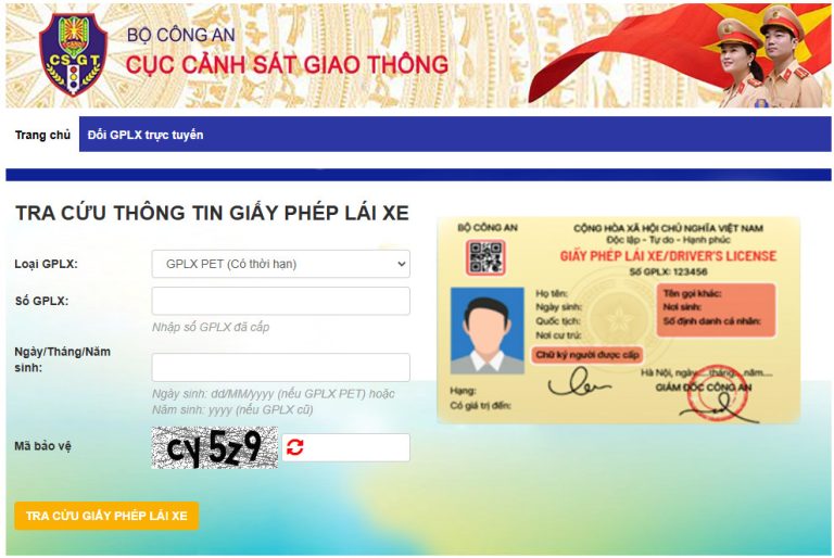 Hướng dẫn đổi GPLX online